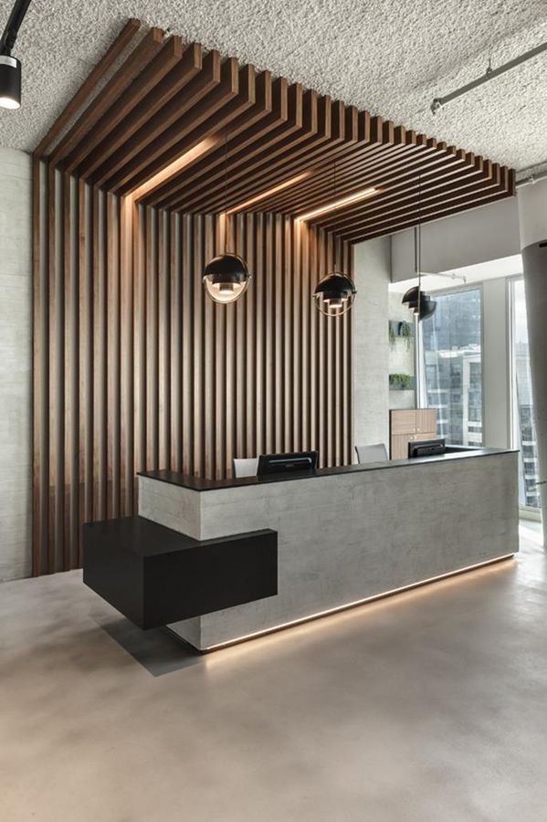 Corporate Reception Lobby with Backlit 3D Brand Logo Feature Wall #21